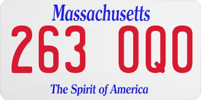 MA license plate 263OQ0
