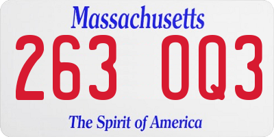 MA license plate 263OQ3