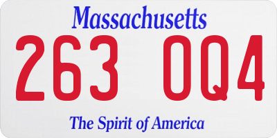 MA license plate 263OQ4