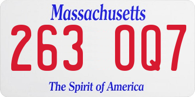 MA license plate 263OQ7