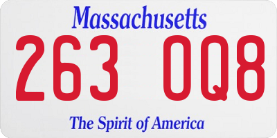MA license plate 263OQ8