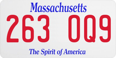 MA license plate 263OQ9