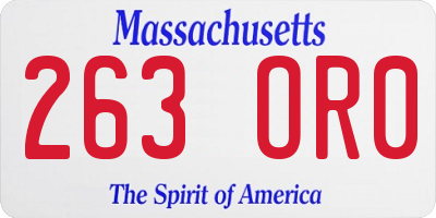MA license plate 263OR0