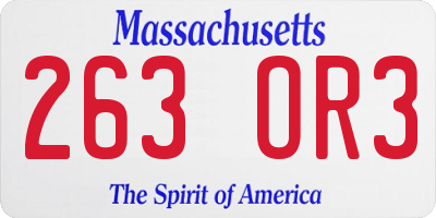 MA license plate 263OR3