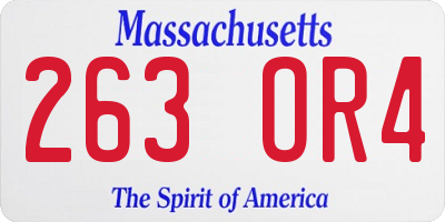 MA license plate 263OR4