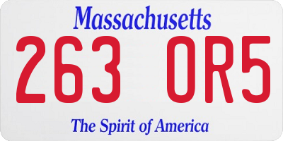 MA license plate 263OR5
