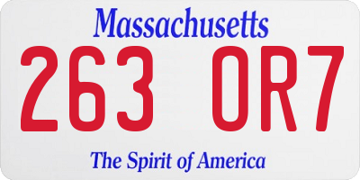 MA license plate 263OR7