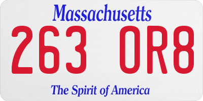 MA license plate 263OR8
