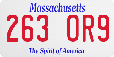 MA license plate 263OR9