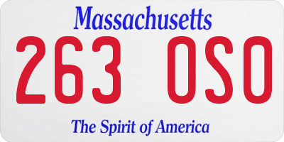 MA license plate 263OS0