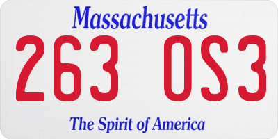 MA license plate 263OS3