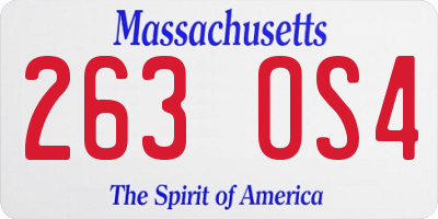 MA license plate 263OS4