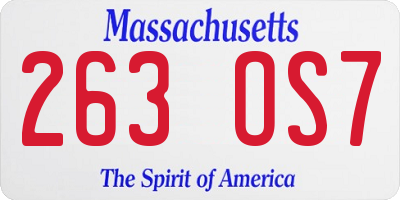 MA license plate 263OS7