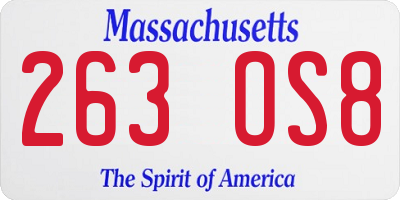 MA license plate 263OS8