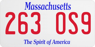 MA license plate 263OS9