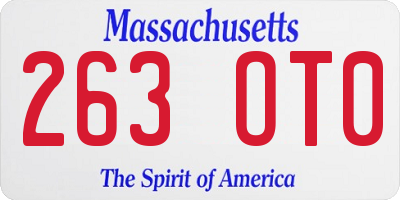 MA license plate 263OT0
