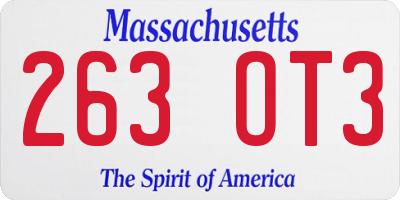 MA license plate 263OT3