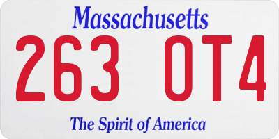 MA license plate 263OT4