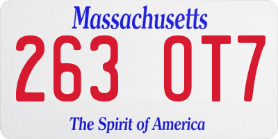MA license plate 263OT7