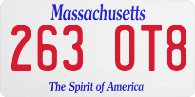 MA license plate 263OT8