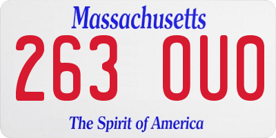 MA license plate 263OU0