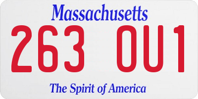 MA license plate 263OU1