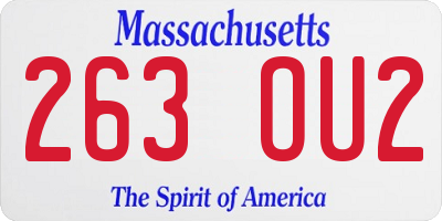 MA license plate 263OU2