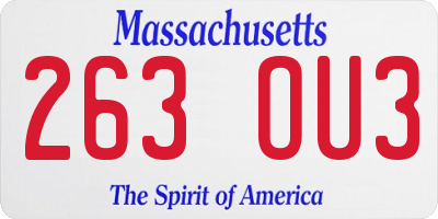 MA license plate 263OU3