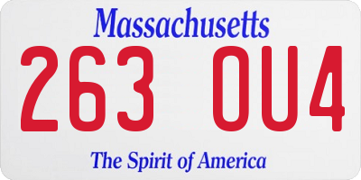 MA license plate 263OU4