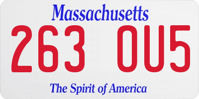 MA license plate 263OU5