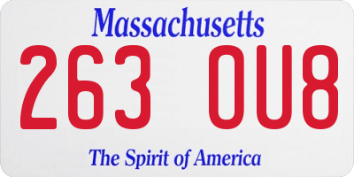 MA license plate 263OU8