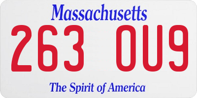 MA license plate 263OU9