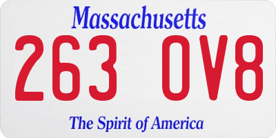 MA license plate 263OV8