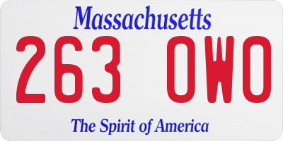 MA license plate 263OW0