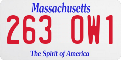 MA license plate 263OW1