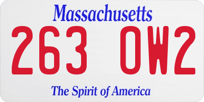 MA license plate 263OW2
