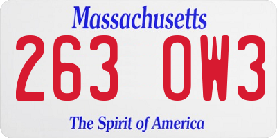 MA license plate 263OW3