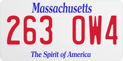 MA license plate 263OW4