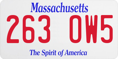MA license plate 263OW5