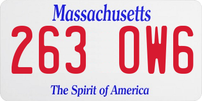 MA license plate 263OW6