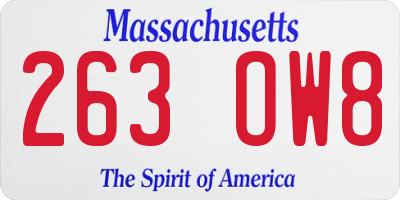 MA license plate 263OW8