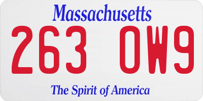 MA license plate 263OW9
