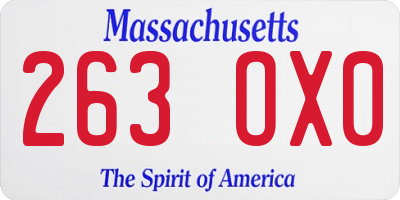 MA license plate 263OX0