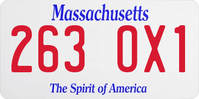 MA license plate 263OX1