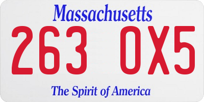 MA license plate 263OX5