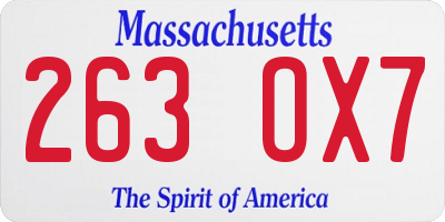 MA license plate 263OX7