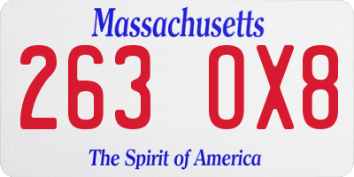 MA license plate 263OX8