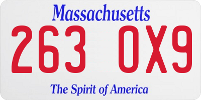 MA license plate 263OX9