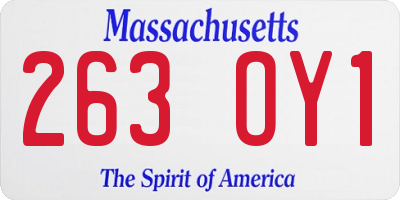 MA license plate 263OY1