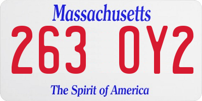 MA license plate 263OY2